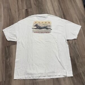 Ducks Unlimited Big Air Black Lab Dog Graphic T-Shirt White 2XL Mark Arwater